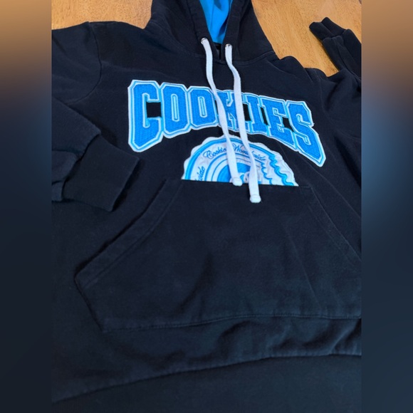 Cookies Double Up Black Blue Fleece Hoodie Mens S Sweatshirt Stitched Logo - Picture 3 of 8